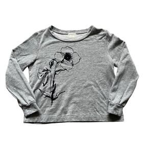 Anthropologie t. la Womens/Teen Grey Sweatshirt with Velvet Flower Size Small